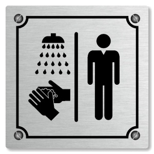 Umývárna muži, 100x100mm, stříbrná, Kansas